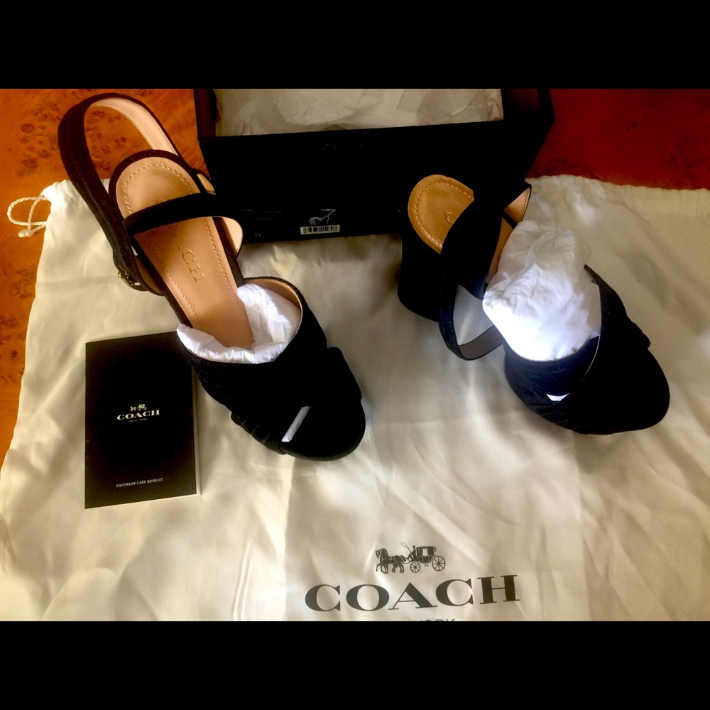 COACH black suede platforms size 7B